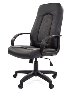 Кресло для руководителей СН429, экокожа/ткань, черное/серое